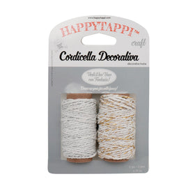 CORDICELLA DECORATIVA SET 2 PZ 10 MTBIANCO E ORO HAPPYTAPPI
